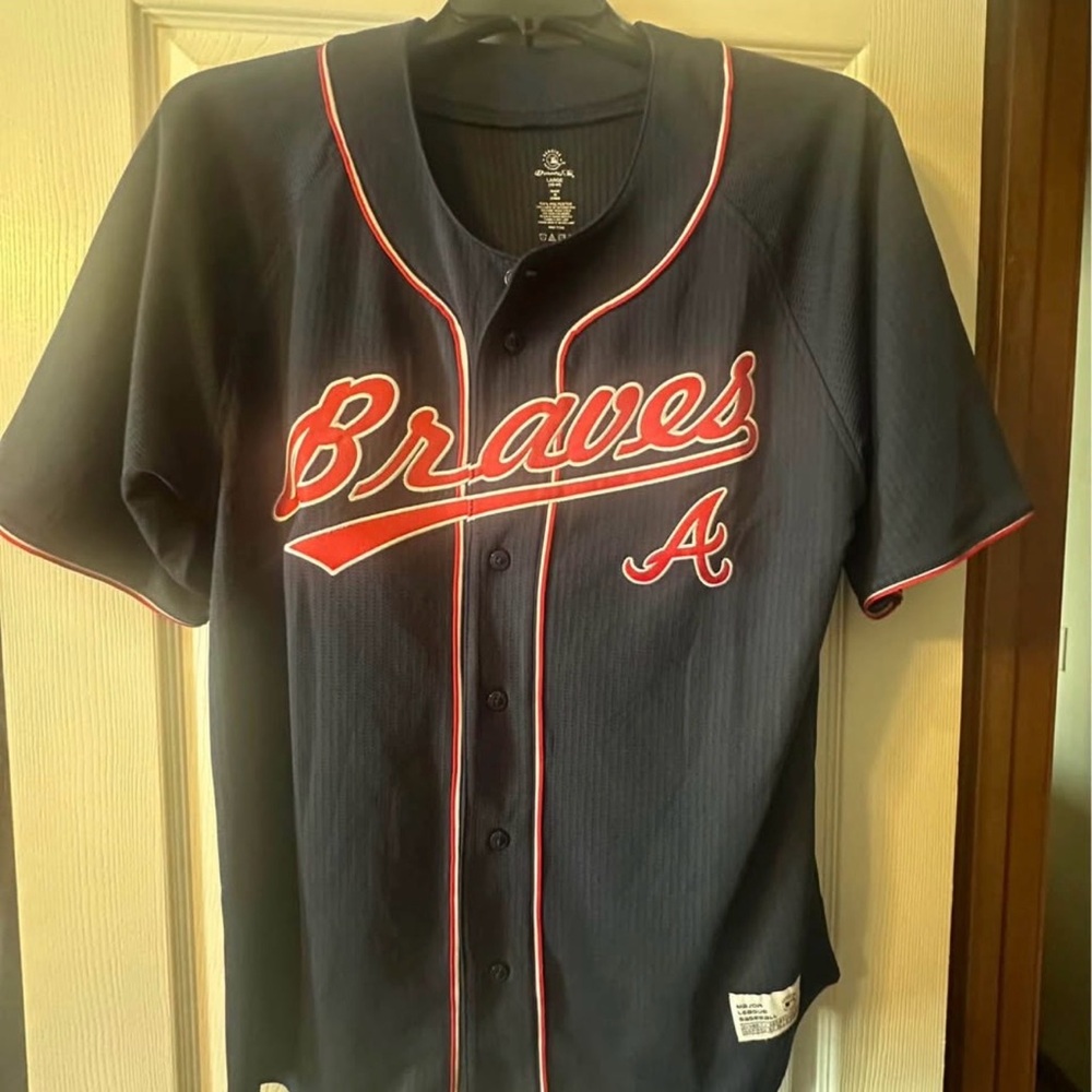 Dynasty, Genuine, Atlanta, Brave, Baseball Jersey shirt , Navy Blue, and Red
